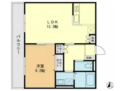 レーヴ京成高砂(1LDK/1階)の間取り写真