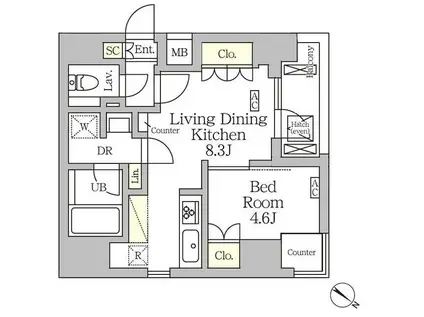 アジールコート松濤(1LDK/6階)の間取り写真