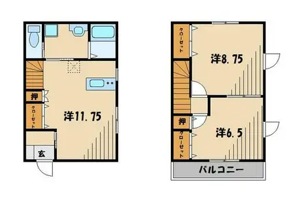 フォンテーヌII(2LDK/1階)の間取り写真