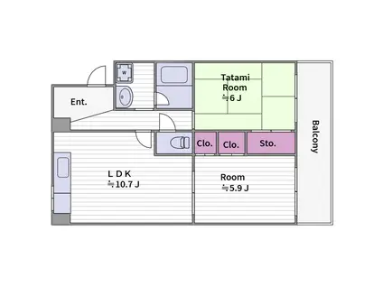 グレイシァス上町台(2LDK/2階)の間取り写真