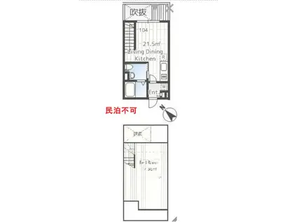 礼ゼロ  メゾネット LAPIS西新宿 ND(1LDK/1階)の間取り写真