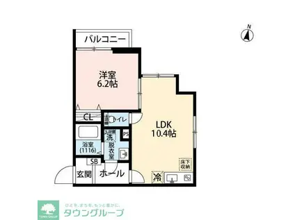 エクセラン柴崎町(1LDK/1階)の間取り写真