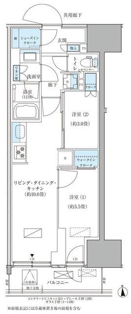 パークアクシス品川天王洲アイル(2DK/12階)の間取り写真