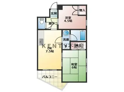 マツイチサンパレスNO7(2DK/2階)の間取り写真