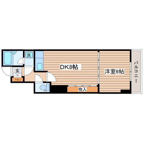 キャピタル 小田原(1DK/9階)の間取り写真