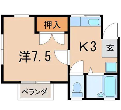 コレクトR(1K/2階)の間取り写真