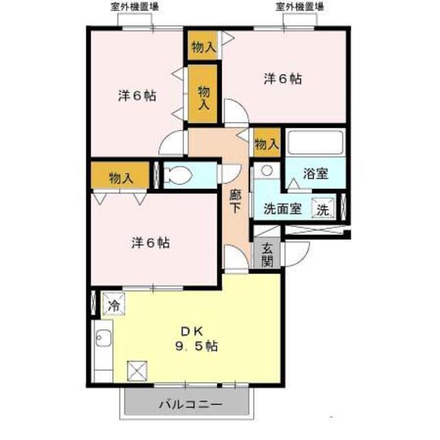 コートダジュール(3DK/2階)の間取り写真