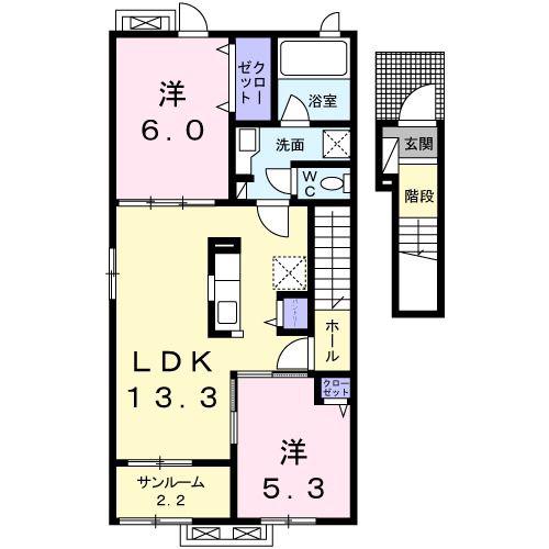 フラン メゾン14(2LDK/2階)の間取り写真