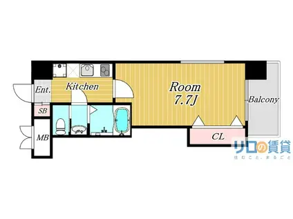 LUXE新大阪II(1K/6階)の間取り写真