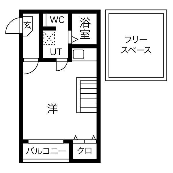 エメテラス(1K/2階)の間取り写真