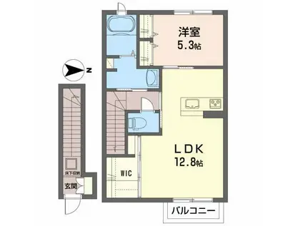 ドゥリエール(1LDK/2階)の間取り写真