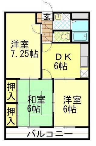 エバンストンハイツ(3DK/3階)の間取り写真