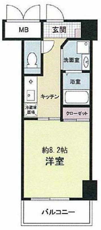 ドゥーエ本庄(1K/8階)の間取り写真