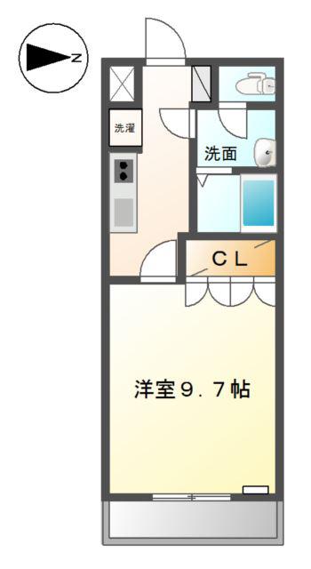 アイディールN(1K/1階)の間取り写真