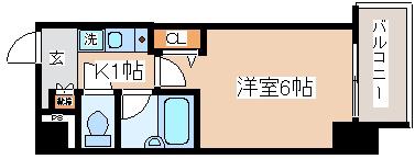 エスリード三宮第3(1K/12階)の間取り写真