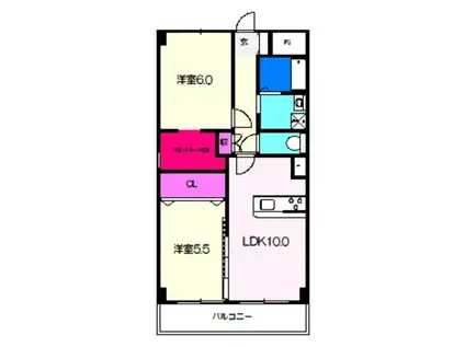 レジデンスカワベ(2LDK/3階)の間取り写真