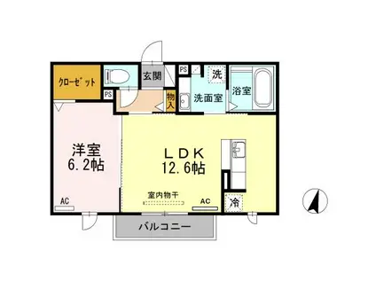オッツ小桜(1LDK/2階)の間取り写真