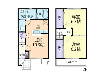 ルーチェ C(2LDK/1階)の間取り写真