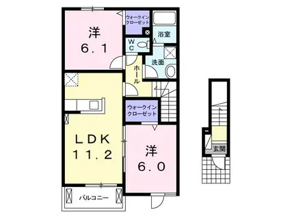 メゾンアンソレイユI(2LDK/2階)の間取り写真