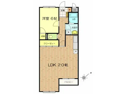 スピティ葛梅(1LDK/1階)の間取り写真