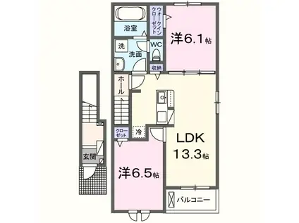 ラ・ルーチェ A(2LDK/2階)の間取り写真
