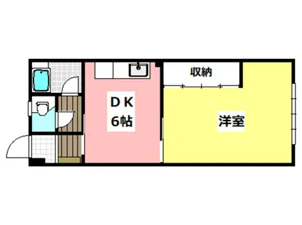 ビューハイツ茨木(1DK/3階)の間取り写真