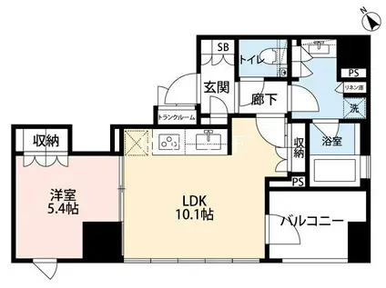 希神楽坂テラス(1LDK/5階)の間取り写真