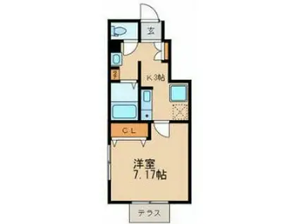 アントル リヴィエール(1K/1階)の間取り写真