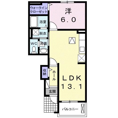 CRANE(1LDK/1階)の間取り写真