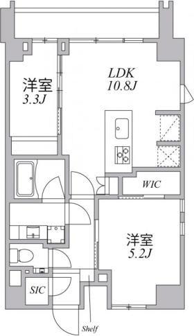 ASYL COURT麻布十番(2LDK/6階)の間取り写真