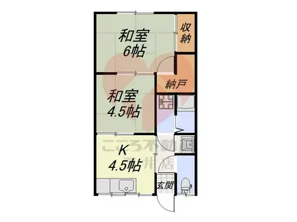 萬野アパート(2DK/2階)の間取り写真