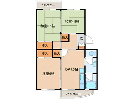 カーム北柏(3DK/4階)の間取り写真