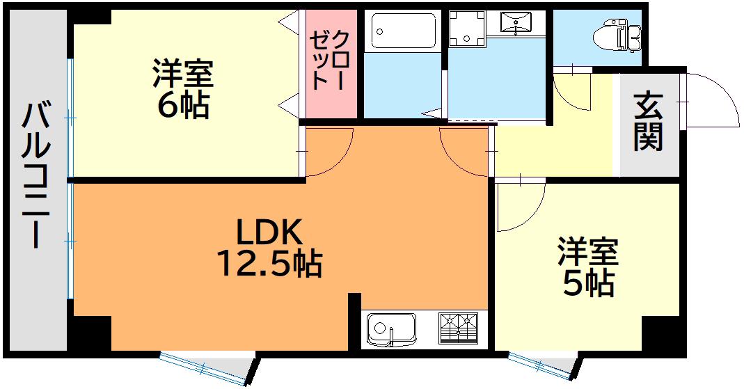 第4共立ビル(2LDK/4階)の間取り写真