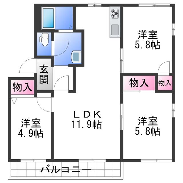 フレグランス今福(3LDK/2階)の間取り写真