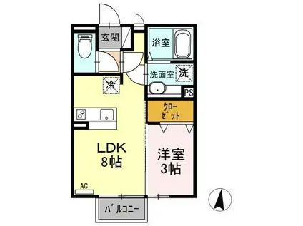 ALICE GARDEN NAKAJIMA(1LDK/2階)の間取り写真