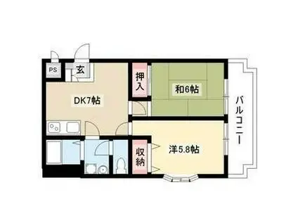 リバーランド守山(2DK/2階)の間取り写真