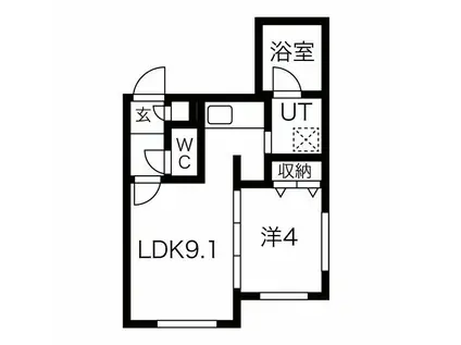 HARNESS宮の沢(1LDK/2階)の間取り写真