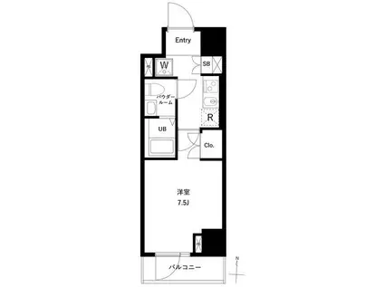 GENOVIA両国VIGREEN VEIL(1K/3階)の間取り写真