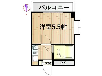 オートゥヴィルII(1K/2階)の間取り写真