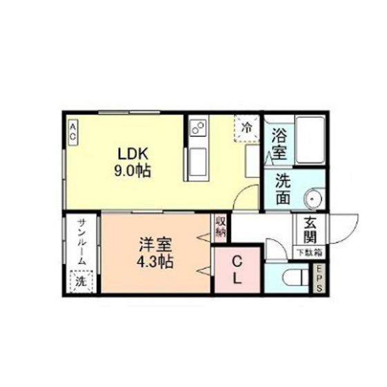 グランスイート赤江(1LDK/1階)の間取り写真