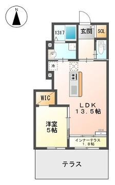グランディールTS(1LDK/1階)の間取り写真