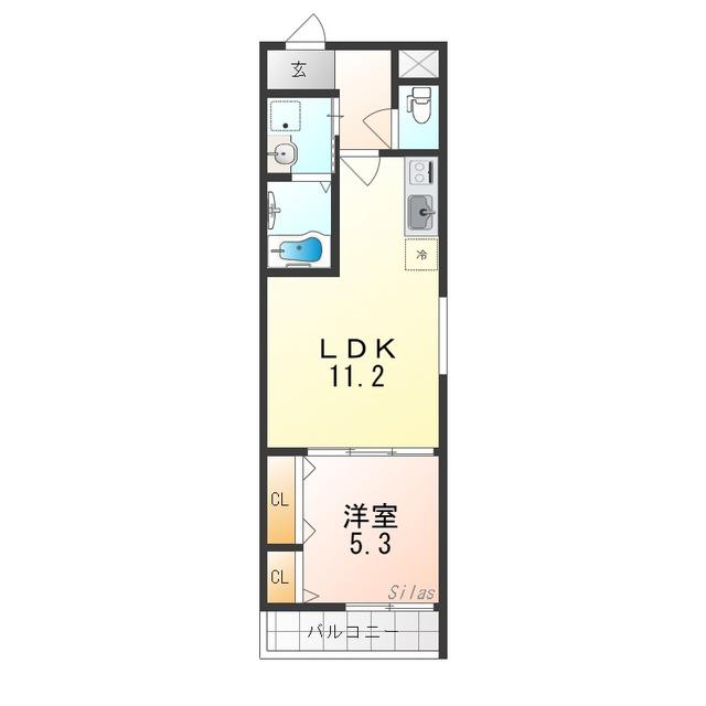 フジパレス今川公園V番館(1LDK/2階)の間取り写真