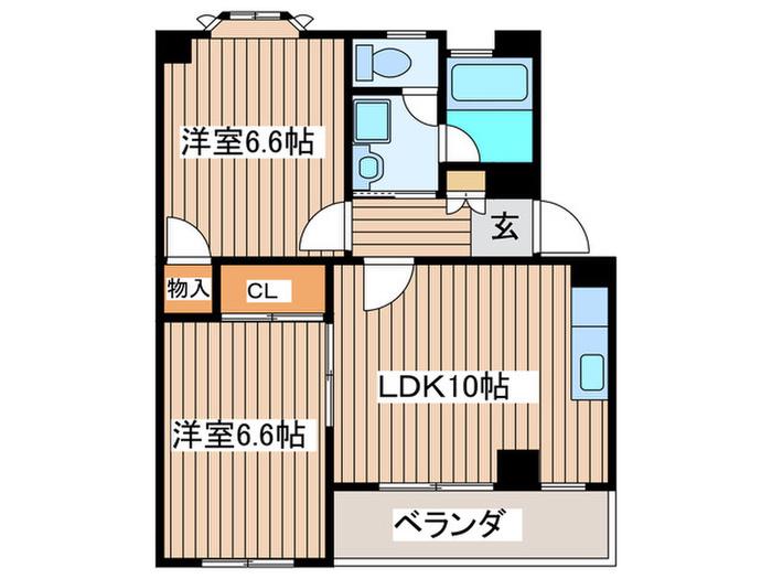 パ-クアヴェニュー壱番館(2LDK/1階)の間取り写真