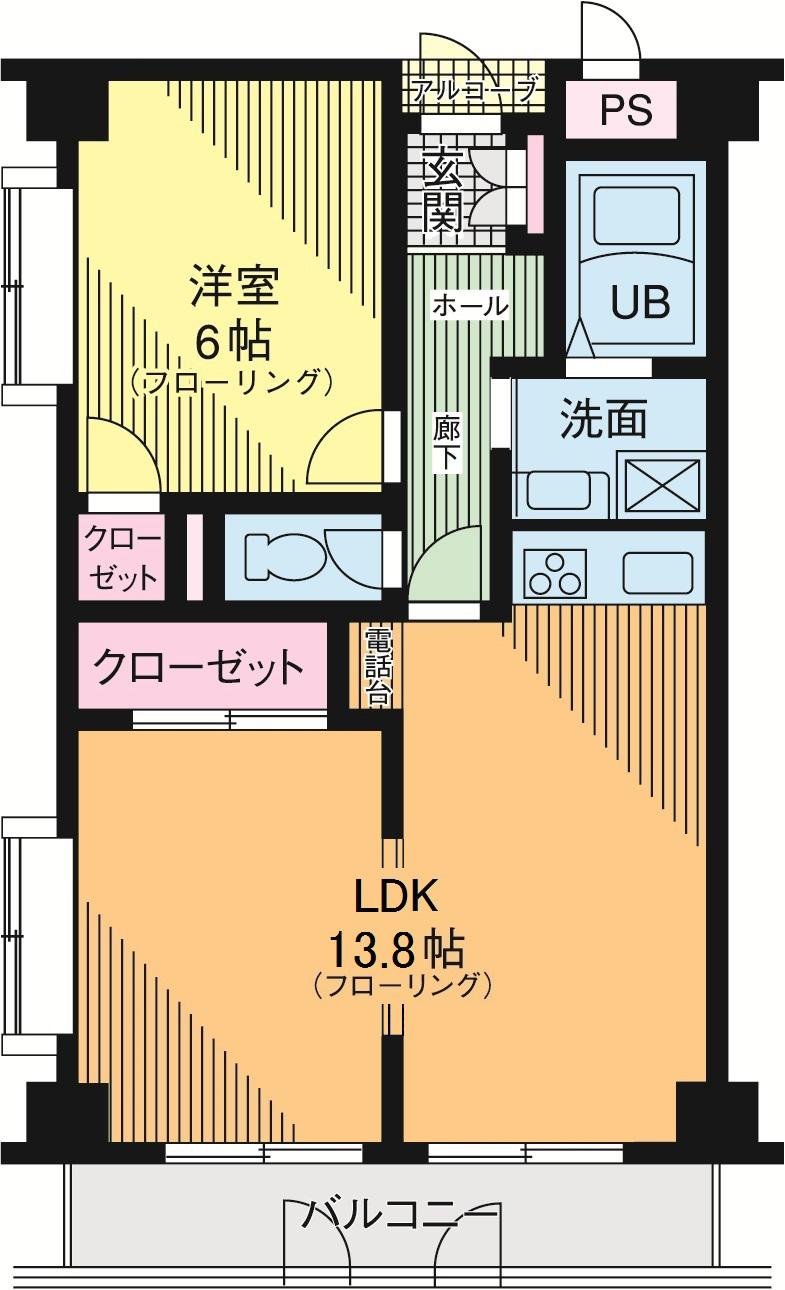 ディーセントハウスD棟(1LDK/1階)の間取り写真