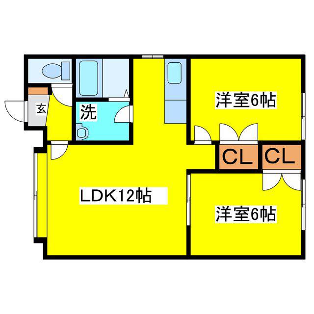 ブルーフォンス61(2LDK/1階)の間取り写真