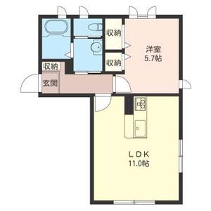 パラダイス請西A(1LDK/2階)の間取り写真
