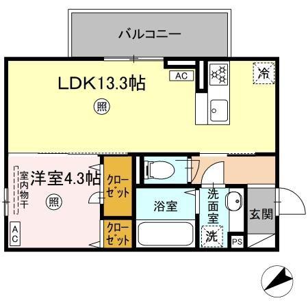 D-ROOM パレットハウス(1LDK/3階)の間取り写真
