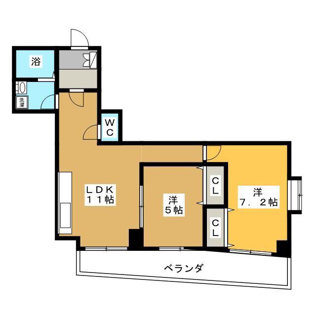 グリーンヒル武蔵小杉(2LDK/7階)の間取り写真