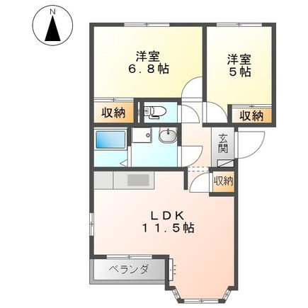 グリーンステージ(2LDK/2階)の間取り写真