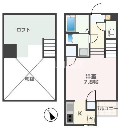 LA.CLASS上熊本ノース(ワンルーム/2階)の間取り写真